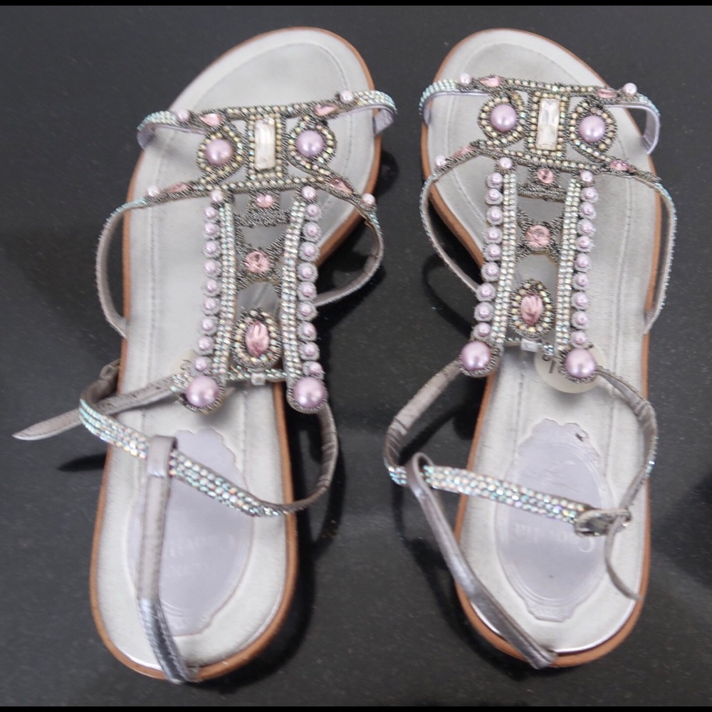 Silver crystal Rene Caovilla sandals
